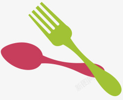 彩色叉子两个餐具矢量图高清图片