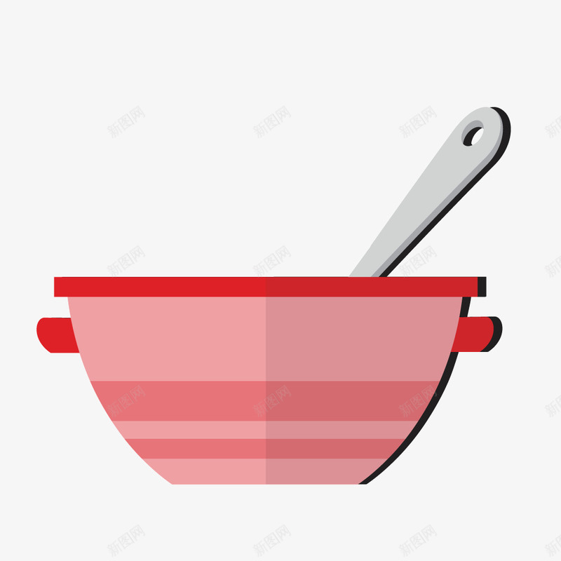 红碗汤匙矢量图ai免抠素材_新图网 https://ixintu.com 喝汤 汤匙 碗 餐具 矢量图