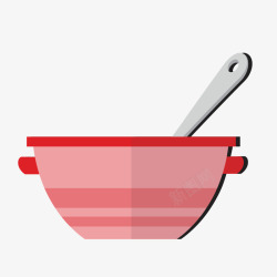红碗汤匙矢量图素材