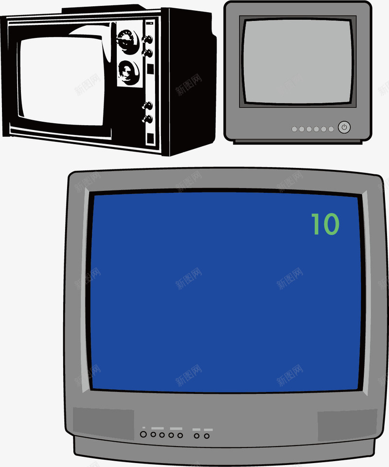 老式电视机背景矢量图ai免抠素材_新图网 https://ixintu.com 家电背景 电视机 老式 矢量图