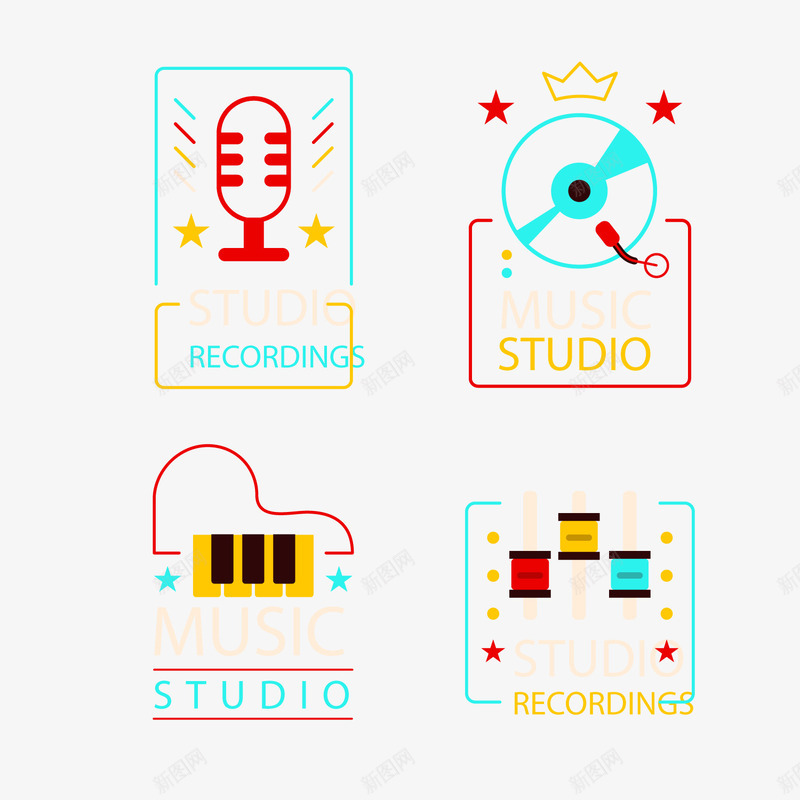 精美音乐工作室标志png免抠素材_新图网 https://ixintu.com 光碟 话筒 音乐 音乐标志