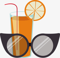 橙汁与眼镜矢量图素材
