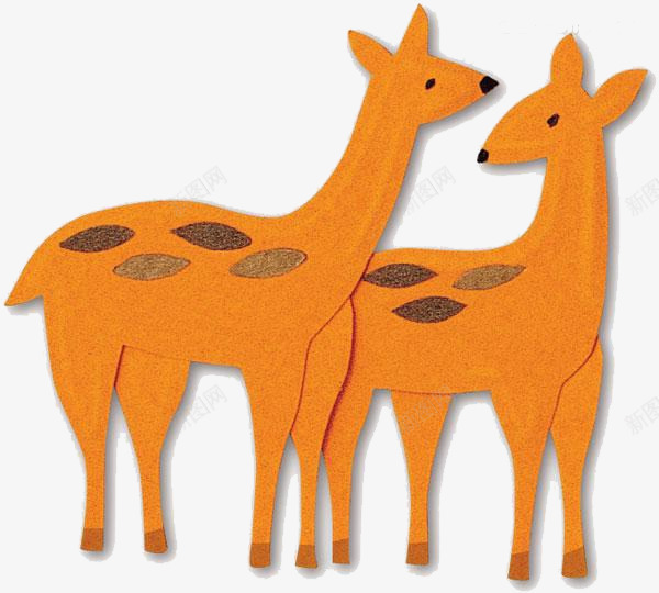 两只小鹿png免抠素材_新图网 https://ixintu.com 两只 卡通 小鹿 手绘 橘色 简图 花斑 黑色