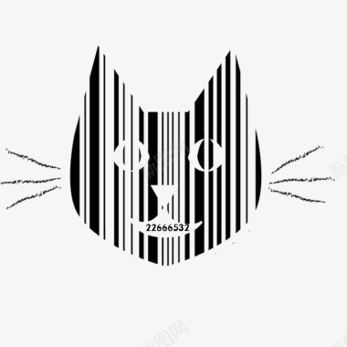 创意猫咪条形码图标图标
