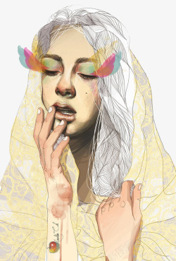 线描头发手绘美女高清图片