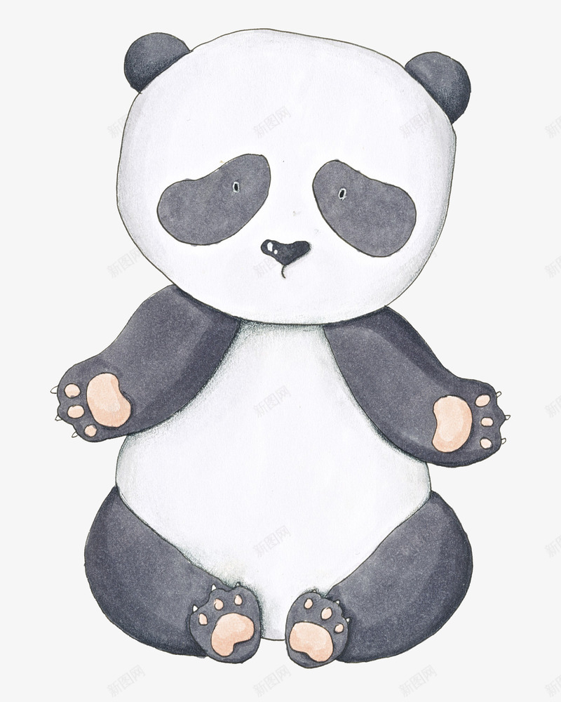 卡通手绘可爱的熊猫png免抠素材_新图网 https://ixintu.com 创意 动漫动画 动物 卡通手绘 可爱的熊猫 简约