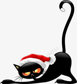 黑色晚礼帽圣诞节可爱黑色猫咪高清图片