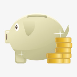 黄色金币小猪存钱罐素材