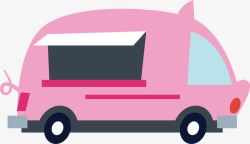 粉红色小猪餐车矢量图素材