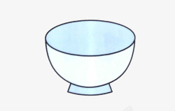 手绘蓝色的小碗素材