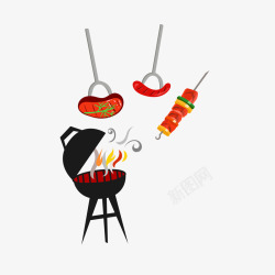 烤肉工具简约卡通烧烤餐具图标矢量图高清图片