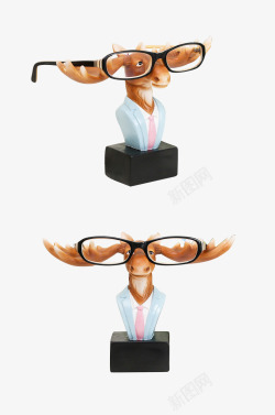 桌面书架创意眼镜架萌系麋鹿摆件高清图片