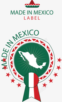 墨西哥国旗地图徽章矢量图素材
