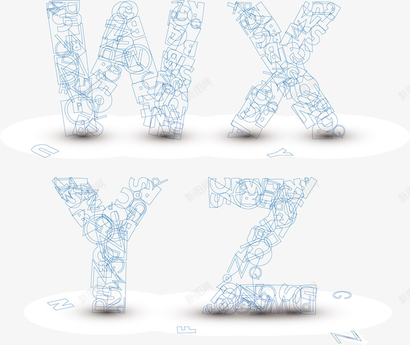 数字字母创意字体淡蓝色线描png免抠素材_新图网 https://ixintu.com 创意字体 数字字母 淡蓝色 线描