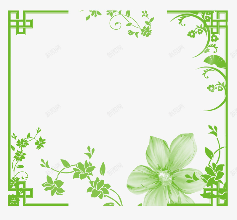 绿色清新植物边框png免抠素材_新图网 https://ixintu.com 夏季 夏日 植物 清新绿色 清爽 边框