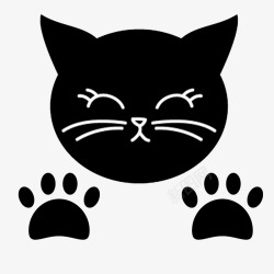 时尚猫时尚黑猫和猫爪印高清图片