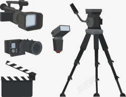 录像设备手绘录像采访拍电影设备矢量图高清图片