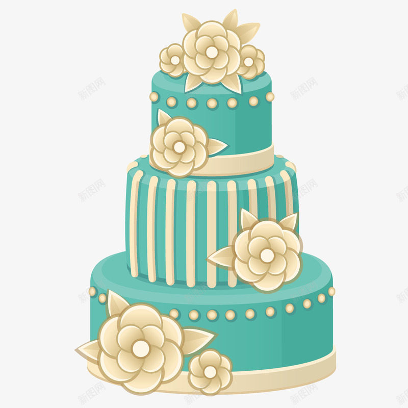 蓝色花朵蛋糕png免抠素材_新图网 https://ixintu.com 唯美 珍珠 甜品 白色 花朵 蓝色 蛋糕
