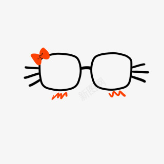 蝴蝶结眼镜png免抠素材_新图网 https://ixintu.com 一副 卡通 可爱 手绘 橘色 眼镜 简笔 黑色