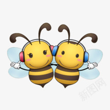 两只小蜜蜂png免抠素材_新图网 https://ixintu.com 动物 卡通 昆虫 蜜蜂 黄色