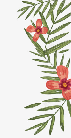 手绘热带植物花纹装饰素材