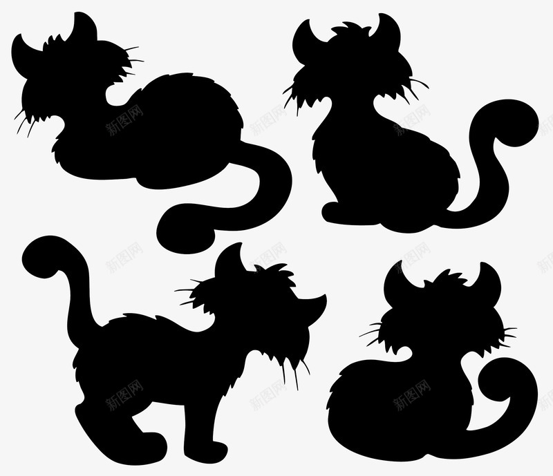 黑色猫咪剪影图标png_新图网 https://ixintu.com 创意剪影 动物剪影 平面装饰 猫咪剪影 装饰图案 黑色剪影