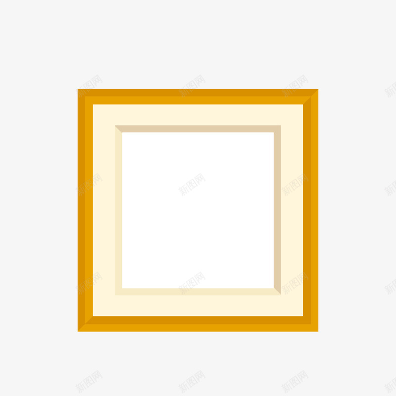金色方形边框png免抠素材_新图网 https://ixintu.com 卡通 方形 相框 边框 长框