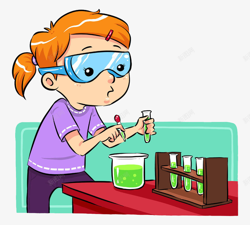 做实验的女孩png免抠素材_新图网 https://ixintu.com 做化学实验 做实验 化学实验 化学用品 卡通 可爱 女孩 实验 手绘 教学用品
