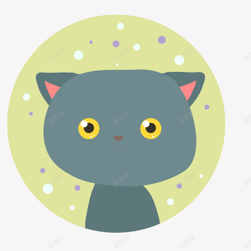 卡通灰色猫咪的标签矢量图ai免抠素材_新图网 https://ixintu.com 动物 卡通 手绘 标签设计 灰色猫咪 贴纸设计 矢量图