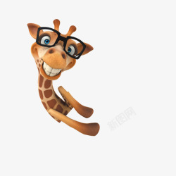 卡通形象戴眼镜的长颈鹿素材