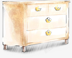 黄色手绘创意简约家具柜子素材