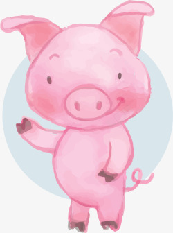 绘装饰画卡通创意小猪装饰插画高清图片