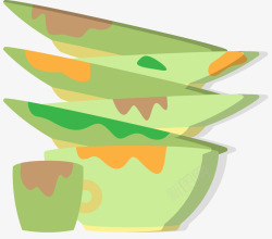 脏盘子碗卡通风格矢量图高清图片