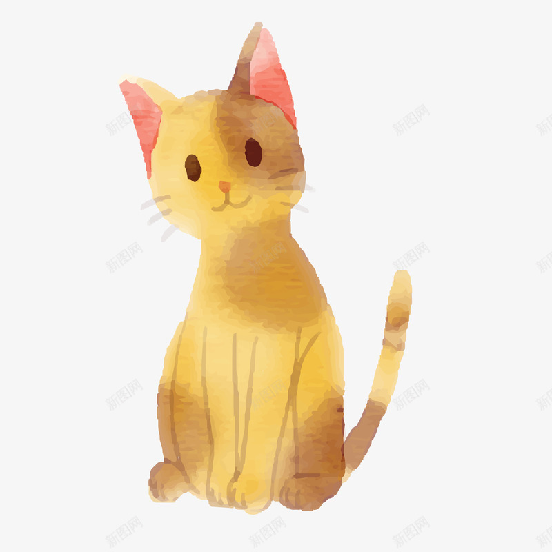 水彩手绘黄色的猫咪矢量图ai免抠素材_新图网 https://ixintu.com 动物设计 卡通 手绘 水彩 猫咪设计 黄色 矢量图