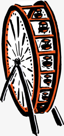 橘色卡通手绘摩天轮素材