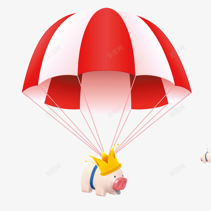 跳伞猪png免抠素材_新图网 https://ixintu.com 卡通猪 可爱猪 小猪 猪素材 跳伞