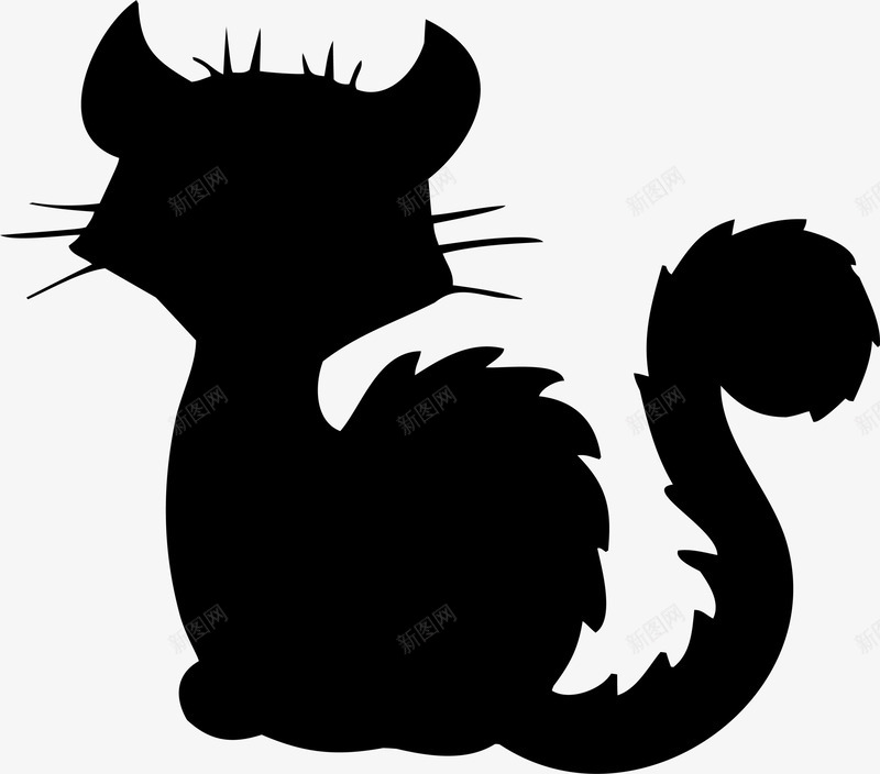 黑色卡通野猫png免抠素材_新图网 https://ixintu.com 万圣节 卡通猫咪 妖魔鬼怪 惊悚恐怖 鬼节 黑色野猫