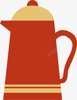 红色烧水壶橘红色热水瓶矢量图高清图片