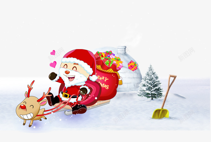 圣诞节雪地圣诞老人png免抠素材_新图网 https://ixintu.com 圣诞 老人 雪地