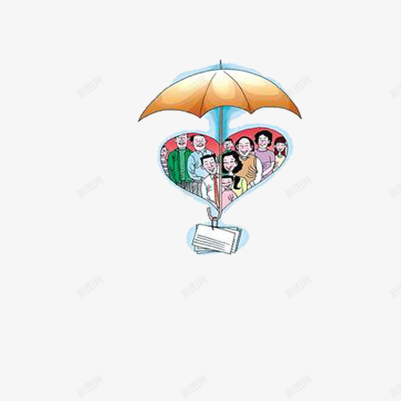 公益png免抠素材_新图网 https://ixintu.com 书本 卡通 家人 爱心 雨伞