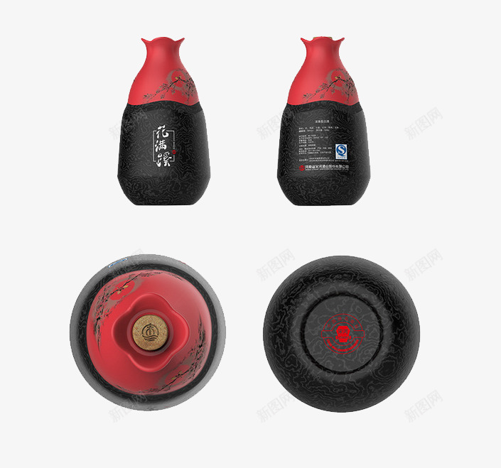 红黑色酒瓶png免抠素材_新图网 https://ixintu.com 包装 简约 红黑色 酒瓶