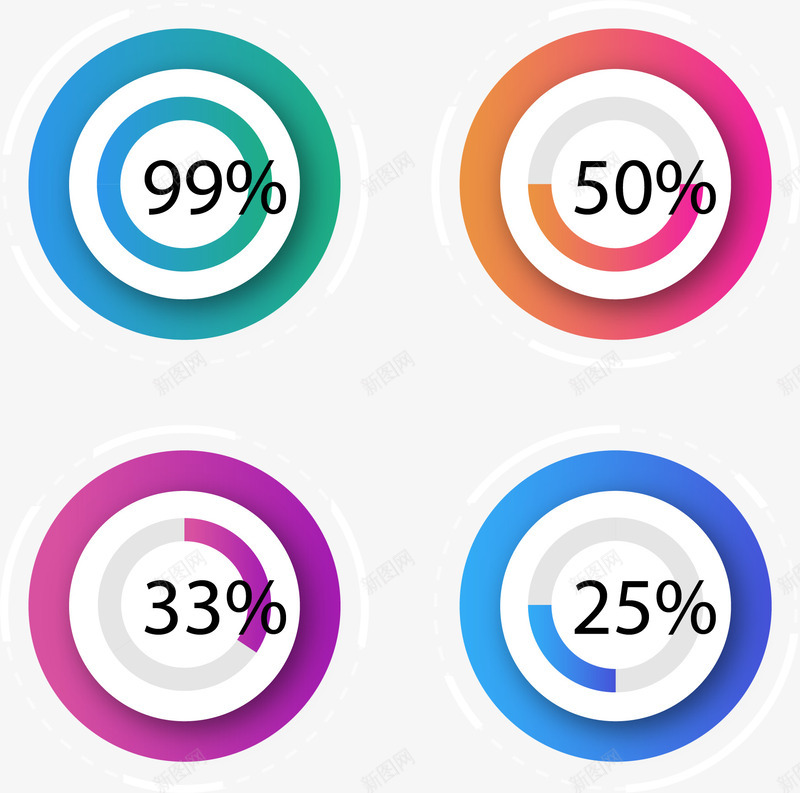炫彩环形占比图png免抠素材_新图网 https://ixintu.com 分类数据图 数据占比 炫彩 环形图 矢量素材