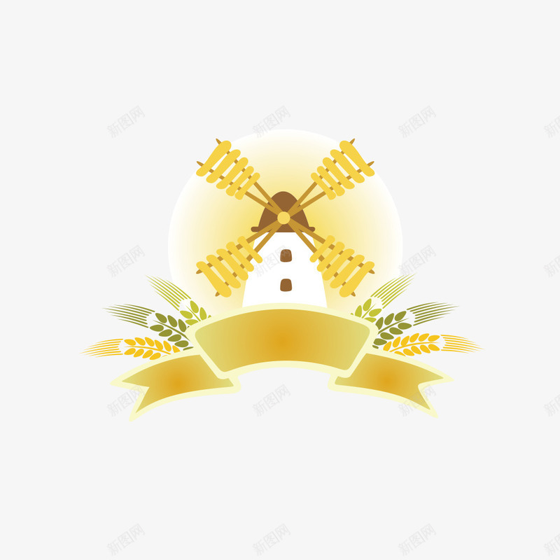 金色小麦logo图标png_新图网 https://ixintu.com logo 丰收 农场 小麦 稻穗 稻穗花纹 花纹 金色 金色麦穗 风车 麦穗 黃色稻穗