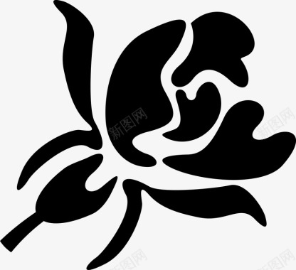 黑色手绘玫瑰图标图标