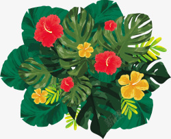 手绘热带植物标题框素材