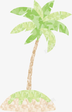 水彩绿色的椰树矢量图素材
