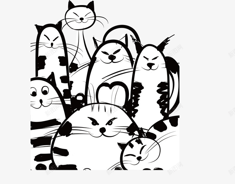 创意猫咪简笔画矢量图图标ai_新图网 https://ixintu.com 创意动物 猫咪 简笔画 矢量图