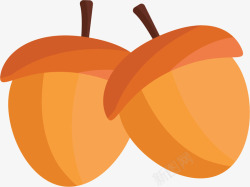 橘黄色的食物两颗干果高清图片