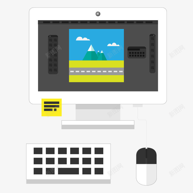 电脑显示器键盘鼠标矢量图ai免抠素材_新图网 https://ixintu.com 电脑显示器 白色 键盘 鼠标 矢量图