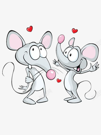两只友好的小白鼠png免抠素材_新图网 https://ixintu.com 动物 白色 素材 红心